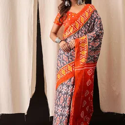 AMRUTKALA SAREES Ethnic Motifs Block Printed Pure Cotton Saree-picture-38