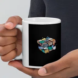 Mr UVD White & Black Graphic Printed Ceramic Matte Mug - 350 ml-picture-23