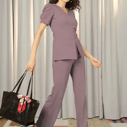 Selvia V-Neck Puff Sleeve Top & Trousers Co-Ord Set-picture-23