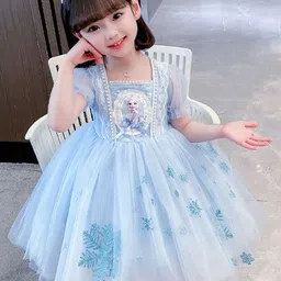 YK Girls Embellished Sequined Fit & Flare Dress-image-3