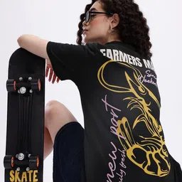 kook n keech Women Printed Round Neck Pure Cotton Black T-Shirt-picture-11