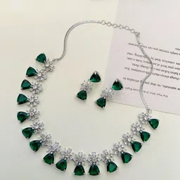 ABDESIGNS Enchanting Silver-Plated AD Stone Studded Jewellery Set-picture-10