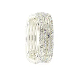 ZULKA Set of 4 Stylish Square Metal Bangleswith Zircon Diamond-picture-23