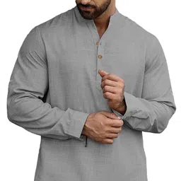 Navkanj Band Collar Roll-Up Sleeves Straight Short Kurta-picture-25