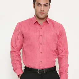 Maharaja Men India Slim Fit Textured Spread Collar Formal Shirt-picture-22