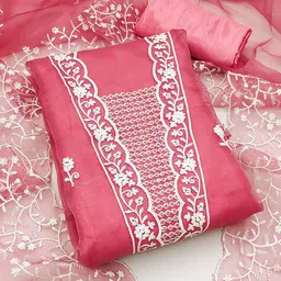 HERE&NOW Embroidered Organza Unstitched Dress Material-picture-28