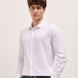 THE BEAR HOUSE Men Tailored Fit Spread Collar Solid Cotton Formal Shirt-picture-27