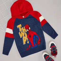 Pantaloons Junior Boys Superhero Printed Hooded Pullover Sweater-image-40