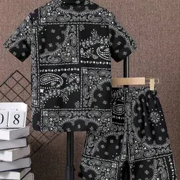 FASTDEAL Boys Printed T-shirt and Shirt with Shorts image 2