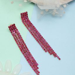 KPOP Gold-Plated Rhinestone Studded Contemporary Drop Earrings-picture-16