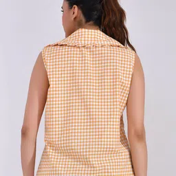 SIDDHO HUM Women Checked Peter pan Collar Regular Top image 2