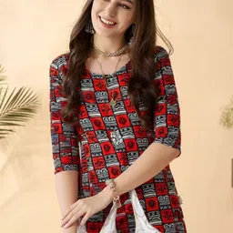 SZN Ethnic Motifs Printed Round Neck Straight Kurtas image 3