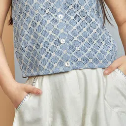 Peppermint Girls Self Design Sleeveless Top With Shorts image 2