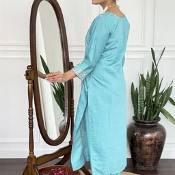 Siya Fashion Women Ethnic Motifs Embroidered Regular Thread Work Kurta with Trousers & With Dupatta image 3