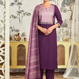 KALINI Women Floral Embroidered Regular Sequinned Kurta with Trousers & With Dupatta-picture-21