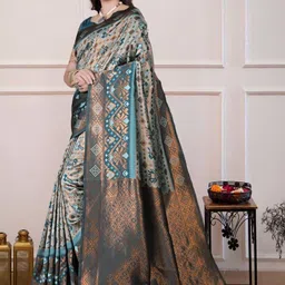 Aman's Impero Ethnic Motifs Zari Art Silk Handloom Banarasi Saree image 2