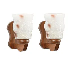 Somil Premium Designer Glass Wall / Night Lamp Elegant & Stylish Dcor Accent for Modern Interiors, color- Brown, White, Size:- 21 X 27 X 30.5 CM-picture-37