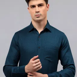 APEKTRA Men Relaxed Slim Fit Textured Spread Collar Cotton Formal Shirt-picture-27