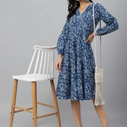 Janasya Floral Printed Pure Cotton Angrakha Ethnic Dress-image-78