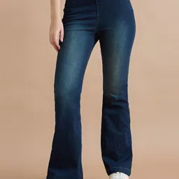 TARAMA Women Flared Mid-Rise Stretchable Jeans-picture-18