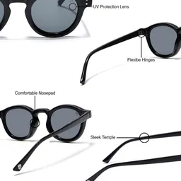 Eyejack Unisex Black Lens & Black Round Sunglasses with image 3