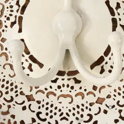 Exotic India 2Pcs Brown & White Cutwork and Bar Shaped Set of Wall Hook image 4