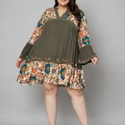 VELDRESS Women Floral Embroidered Bell Sleeve Fit & Flare Mini Dress-image-12