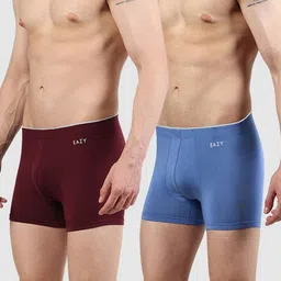EAZY Pack Of 2 Luxury Fit Trunks FLLF-G-Wine-LS-Blue-2XL image 3