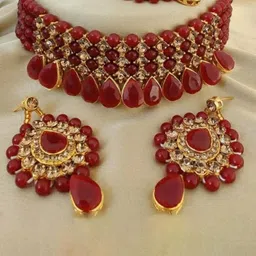 Gyaan Jewels Gold-Plated Stone Studded Jewellery Set-picture-31