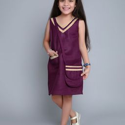 Pink Chick Girl Colourblocked A-Line Dress With Matching Sling & Bow Clip-picture-8