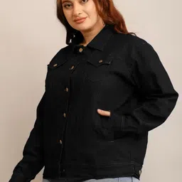 Tripursundari Fashion Lightweight Cotton Denim Trucker Jacket-image-87