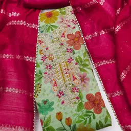 BlissFlair Floral Printed Sequinned Unstitched Dress Material-picture-12