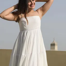 ordinaree OrdinareeWomen Shoulder Straps Sleeveless Fit & Flare Cotton Maxi Dress image 2