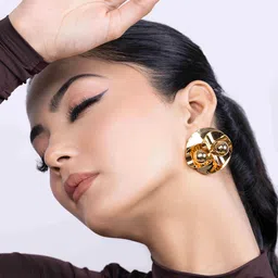 KAORI BY SHREYA AGARWAL Stainless Steel Gold-Plated Contemporary Drop Earrings-picture-26