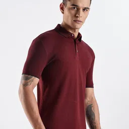 TURMS Men Solid Modal Polo Collar Short Sleeves Cotton Stain And Water Repellent Tshirt-picture-42