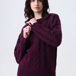 The Souled Store Women Cable Knit Pullover-picture-13