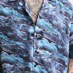 Estilocus Abstract Printed Drop-Shoulder Sleeves Oversized Shirt image 5