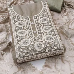 SAINOOR Embroidered Organza Semi-Stitched Dress Material-picture-24