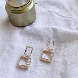 styledose Sterling Silver Square Shaped Drop Earrings-picture-36