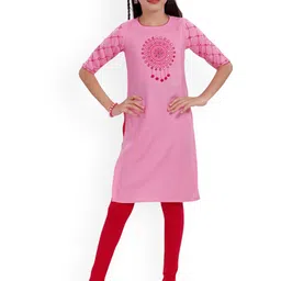 MASTARANG Girls Floral Embroidered Thread Work Kurti With Leggings-picture-48