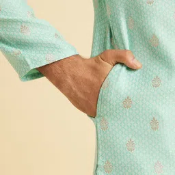 Manyavar Adults-Men Woven Design Kurta with Pyjamas image 4