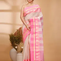 DipDiya Woven Design Zari Pure Cotton Taant Saree-picture-25
