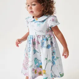 INCLUD Girls Floral Printed Peter Pan Collar Puff Sleeve Fit & Flare Dress-image-18