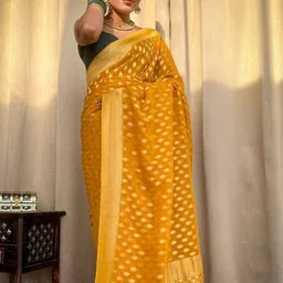 VelvetHue Woven Design Zari Art Silk Handloom Banarasi Saree image 3