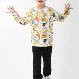 Anthrilo Boys DinosaurPrinted Round Neck Long Sleeves T-shirt With Joggers image 5