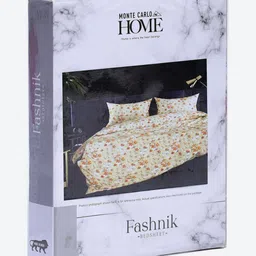 Monte Carlo Orange & Off White Floral Printed 130 TC Queen Bedsheet Set 2.2 m x 2.5 m image 4