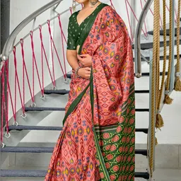 KALINI Ethnic Motifs Silk Cotton Block Print Saree image 2