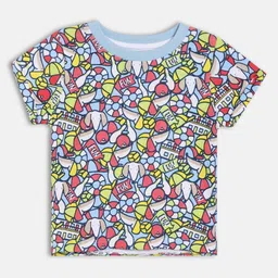 MINI KLUB Boys Conversational Printed Round Neck Pure Cotton T-shirt-picture-34