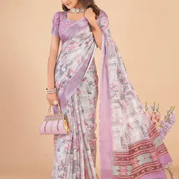 Mitera Ethnic Motifs Linen Blend Sungudi Saree image 4