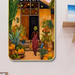 Myntra Elegant Homes Black & Pink Wood House Wall Art image 3